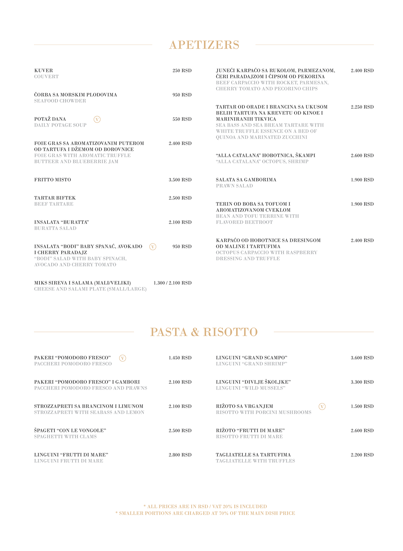 Maison Boho Menu